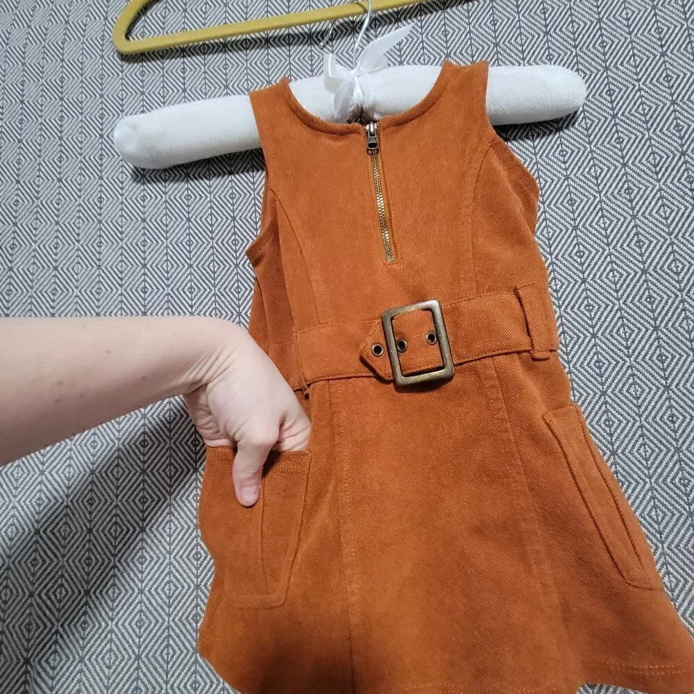 Genuine Kids From OshKosh  Copper/ Brown Dress With Built In Belt & Pockets 18M